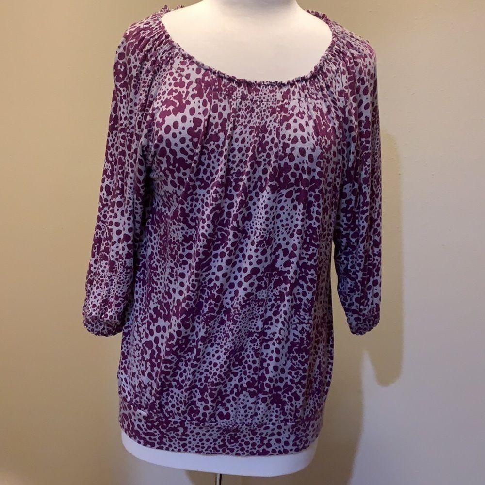 Ann Taylor Loft gray and purple top, Medium